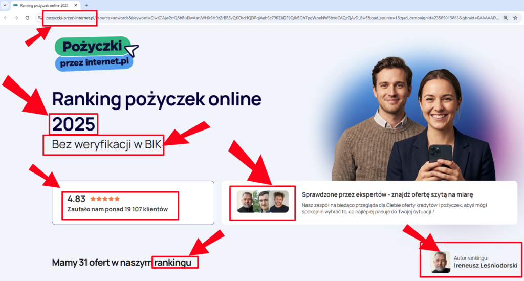pożyczki przez internet, strona