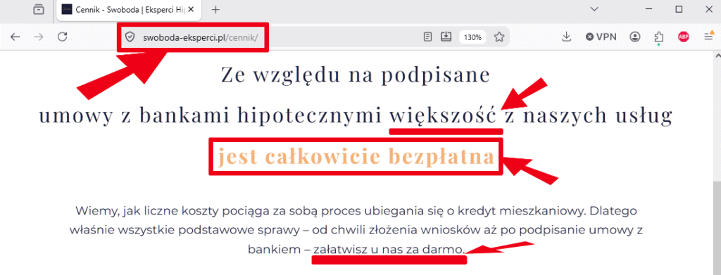 informacja o bezpłatnych uslugach Anny Swobody