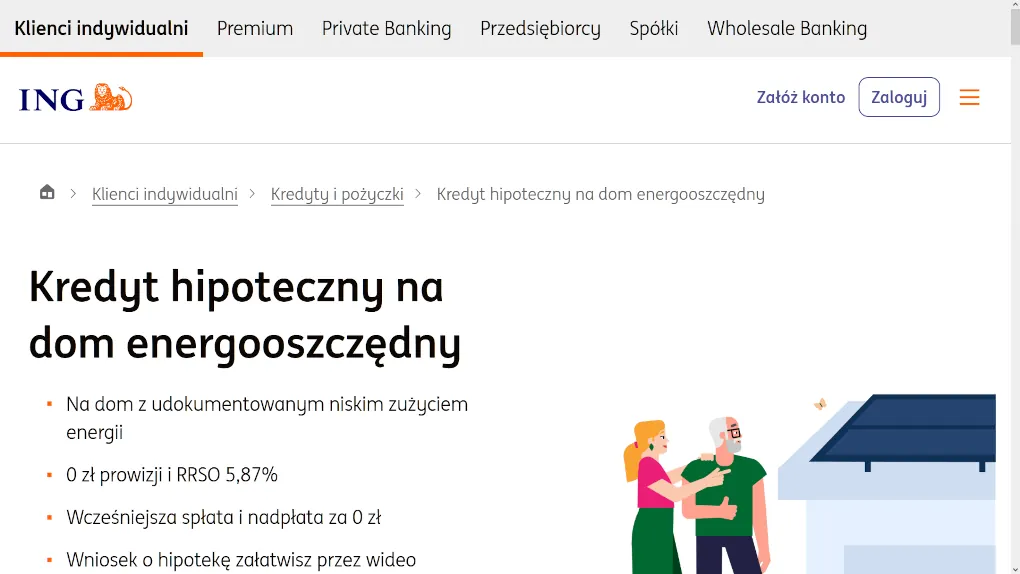 Okładka wpisu na Veryfin o kredycie EKO hipotecznym w ING Banku.