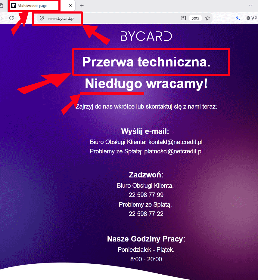 Przerwa techniczna w Bycard