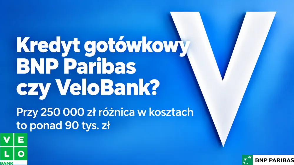 Kredyt gotówkowy BNP Paribas czy VeloBank? Przy 250 000 zł różnica w kosztach to ponad 90 tys. zł